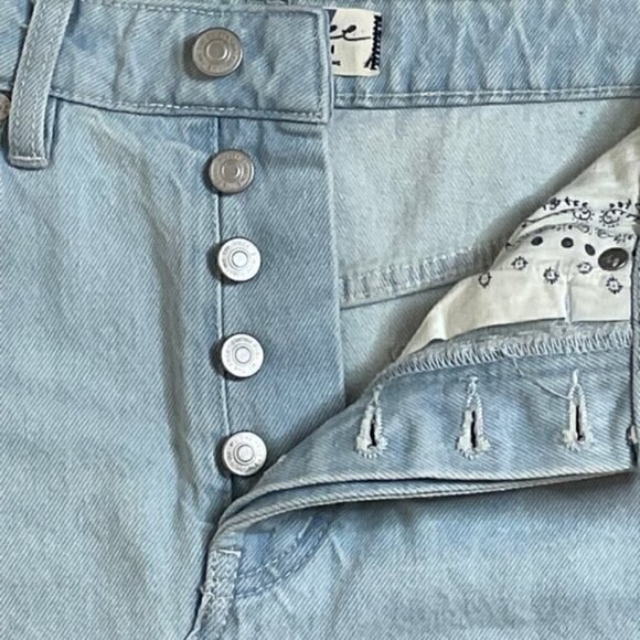 FREE PEOPLE We the Free Going Rogue Tidal Wave Button Fly Denim Jean Skirt - NWT - Picture 4 of 7